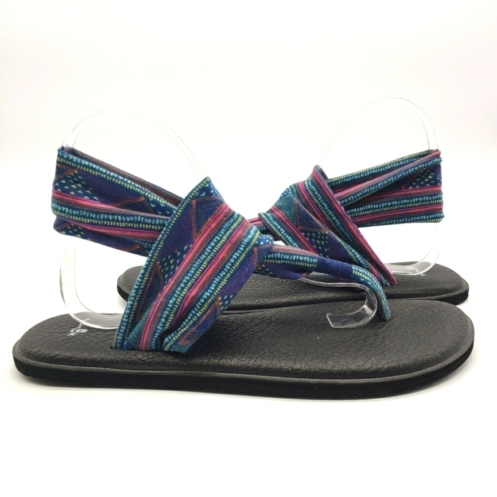 Sanuk Women US 10 multicolor yoga sling 2 sandals tribal print 1020239 stretch - Picture 3 of 9